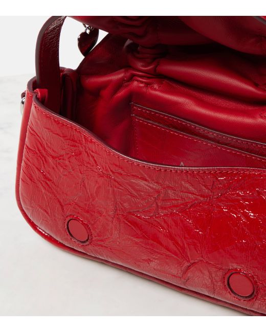 Acne Red Multipocket Micro Leather Shoulder Bag