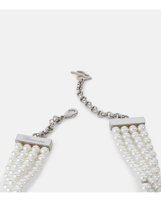 Choker con perle bijoux di Blumarine in White