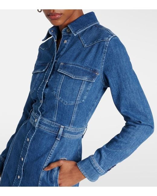 7 For All Mankind Blue Denim Midi Dress
