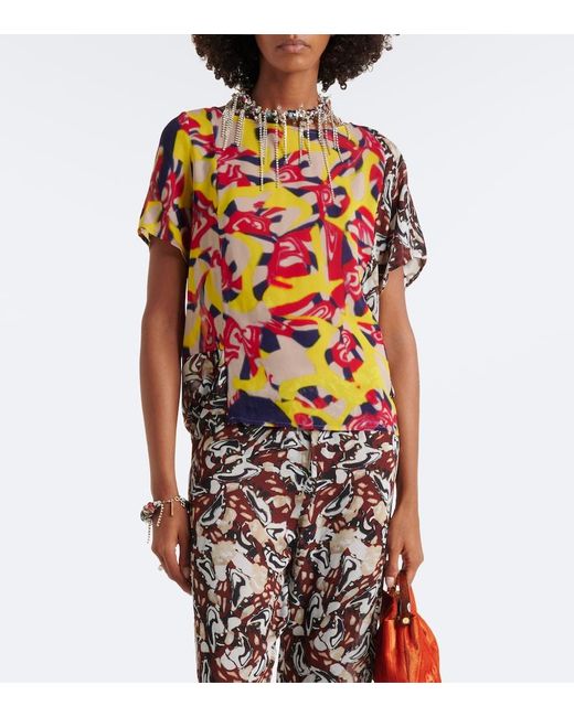 Top Estampado Drapeado Dries Van Noten de color Multicolor