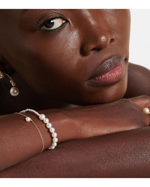 Sophie Bille Brahe White Petite Peggy 14Kt Bracelet With Freshwater Pearls