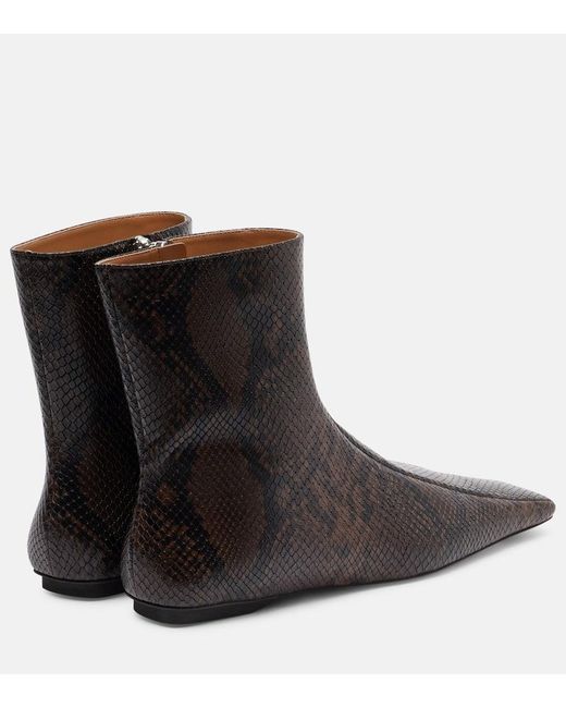 Stella McCartney Brown Snake-Effect Faux Leather Ankle Boots
