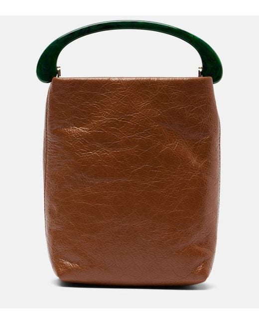 Dries Van Noten Brown Tote Bag Micro Aus Leder