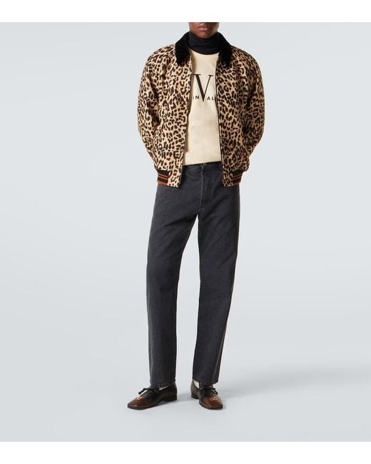 Valentino Brown Vgold Leopard-Print Wool Blouson Jacket for men