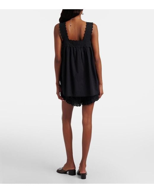 Posse Black Ezra Broderie Anglaise Cotton Shorts