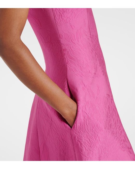 Emilia Wickstead Pink Midikleid Mara Aus Jacquard