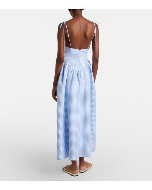 Bananhot Blue Paloma Gingham Cotton Poplin Maxi Dress