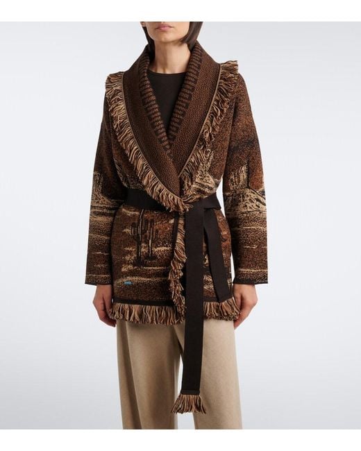 Alanui Brown Wild Wild Jacquard Wool-Blend Cardigan
