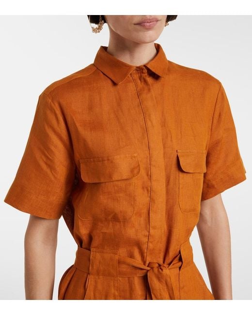 Eres Orange Genereux Linen Romper