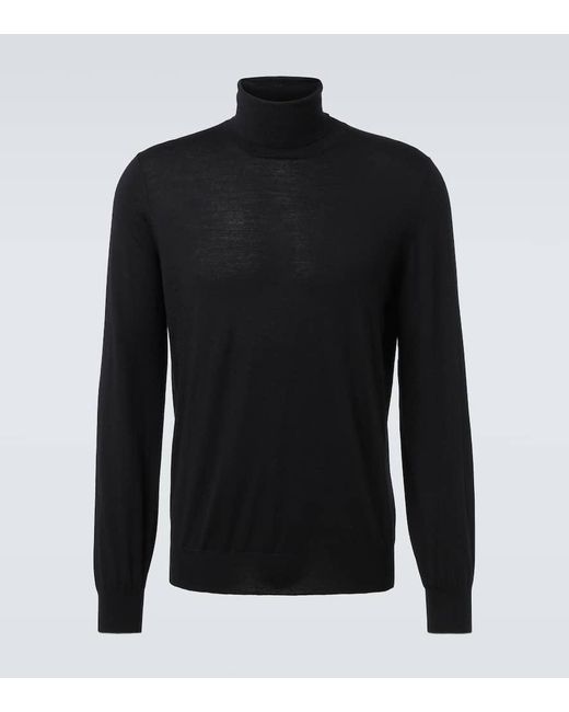 Brunello Cucinelli Black Wool And Cashmere Turtleneck Sweater for men