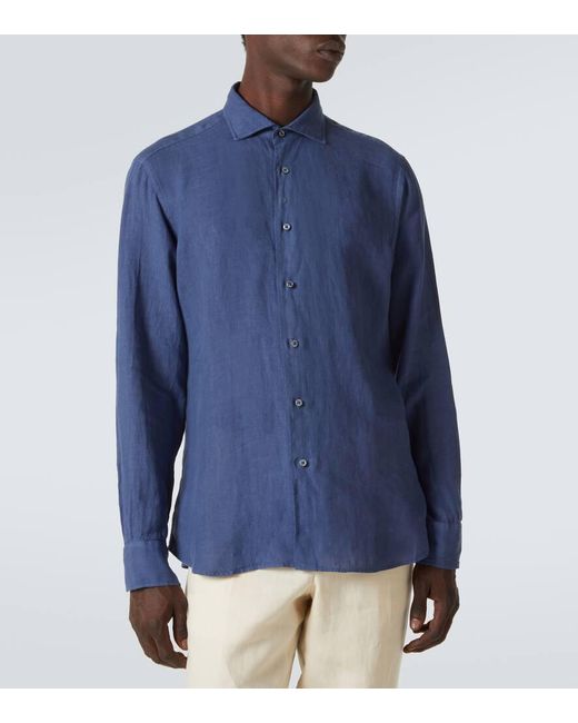 Camicia Nick di Fedeli in Blue da Uomo