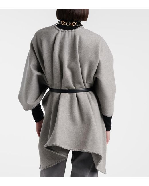 Max Mara Gray Virgin Wool Cape