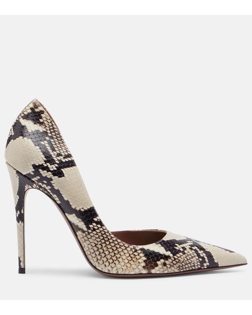 Paris Texas Brown Vera Snake-Effect Leather Pumps