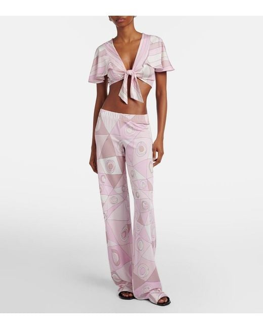 Emilio Pucci Pink Iride Jersey Crop Top