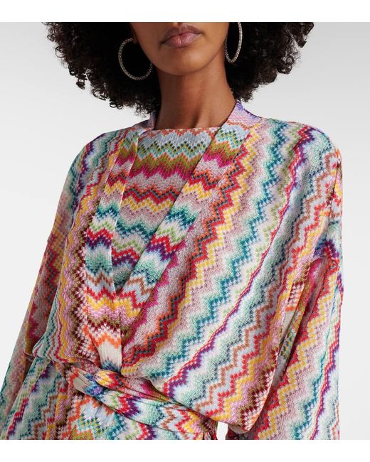 Missoni White Zig Zag Oversized Lame Wrap Cardigan