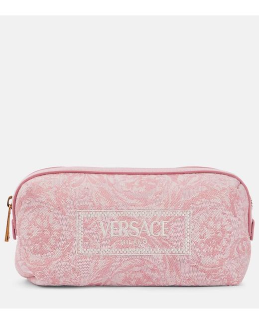 Versace Pink Barocco Jacquard Makeup Bag