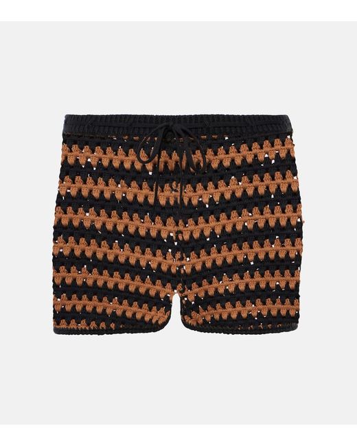 Staud Black Samara Cotton Crochet Shorts