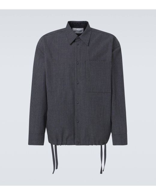 Jil Sander Black Checked Virgin Wool Overshirt for men