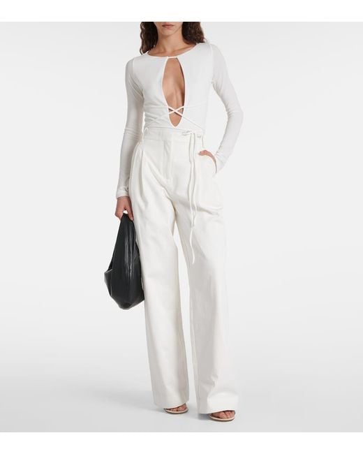 TOVE White Jennifer Cutout Crepe Jersey Bodysuit