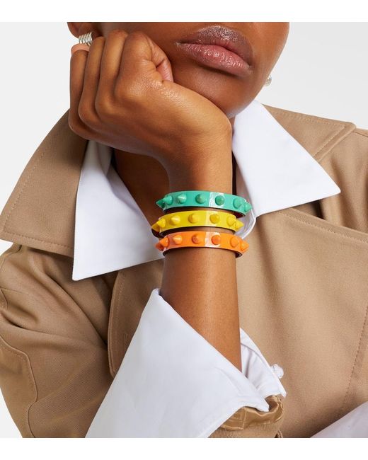Christian Louboutin Multicolor Loubilink Embellished Leather Bracelet