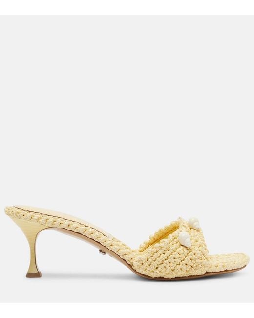 Mach & Mach Metallic Embellished Crochet Mules