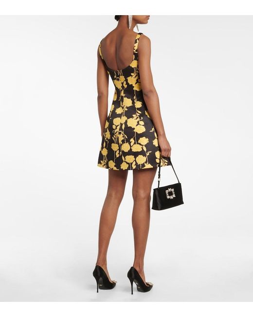 Emilia Wickstead Yellow Talia Floral Taffeta Faille Minidress