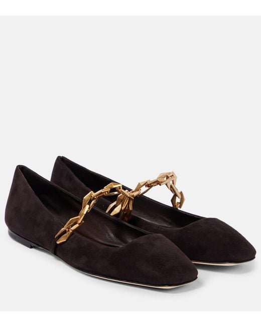 Jimmy Choo Black Diamond Tilda Suede Mary Jane Flats