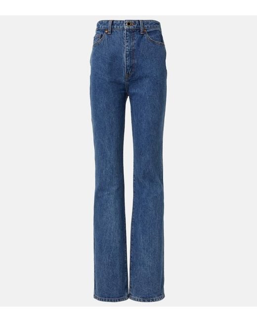 Khaite Blue Danielle High-Rise Straight Jeans