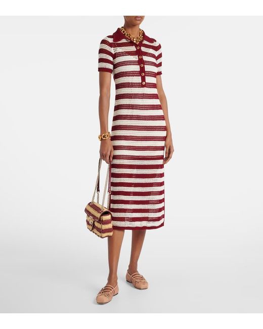 Gucci Brown Gg Marmont Medium Striped Shoulder Bag