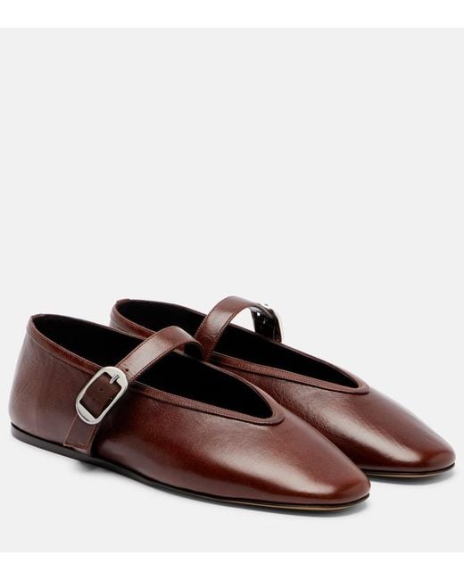 Le Monde Beryl Brown Stella Leather Mary Jane Flats