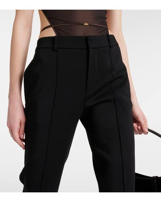 Pantalones rectos de gabardina Saint Laurent de color Black