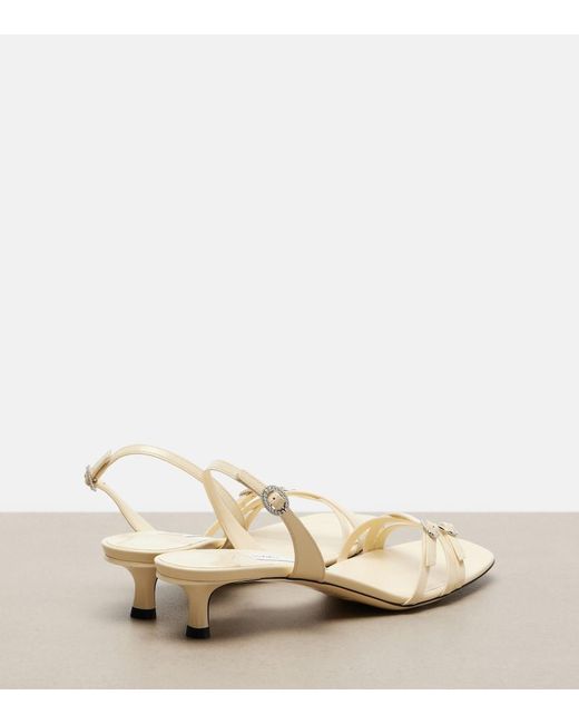 Jimmy Choo Natural Kaira Patent Leather Slingback Sandals