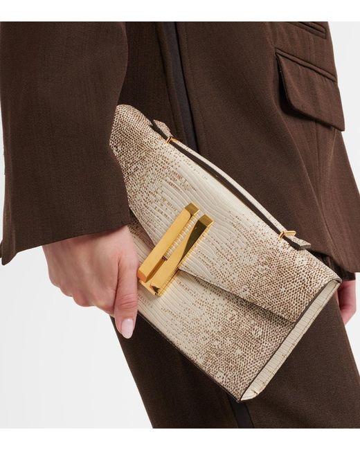 DeMellier London Brown Vancouver Snake-Effect Leather Clutch