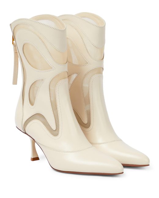 Zimmermann White Butterfly Patchwork Ankle Boots