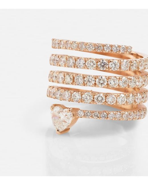 Anillo Diamond Spiral Heart de oro rosa de 18 ct con diamantes SHAY de color White
