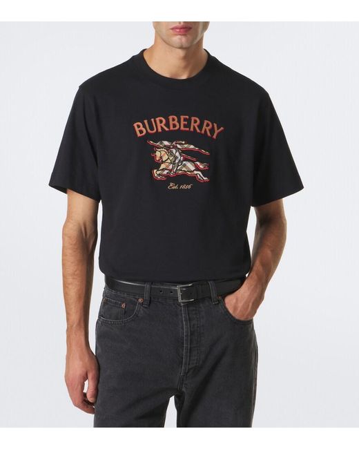 Burberry Black Ekd Cotton Jersey T-Shirt for men