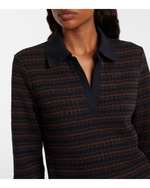 Veronica Beard Blue Kamal Striped Polo Sweater