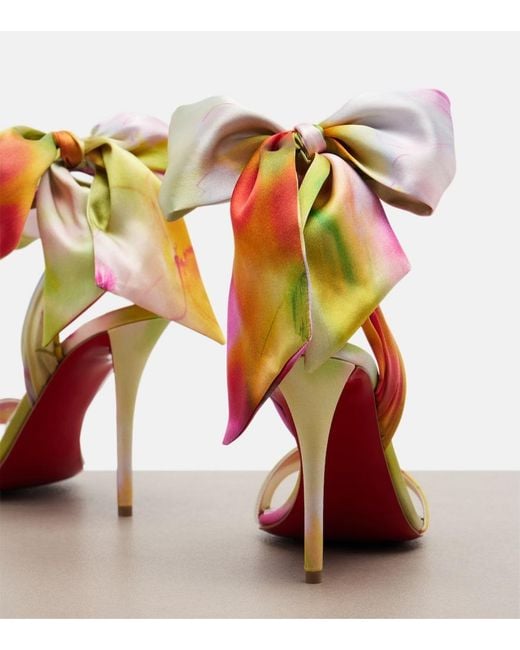 Christian Louboutin Green Miss Z Sandal Du Desert Crepe Satin Sandals