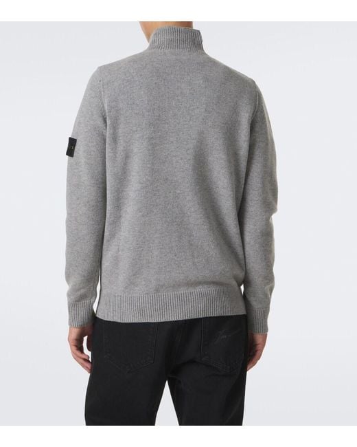 Stone Island Gray Compass Badge Wool-Blend Sweater for men