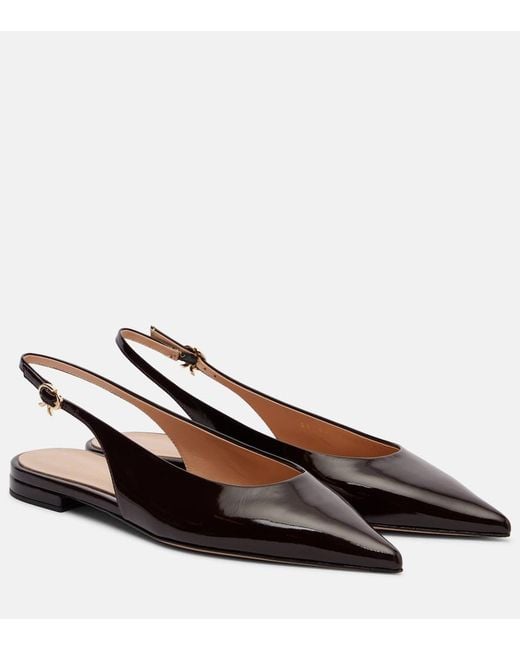 Gianvito Rossi Brown Robbie Leather Slingback Flats