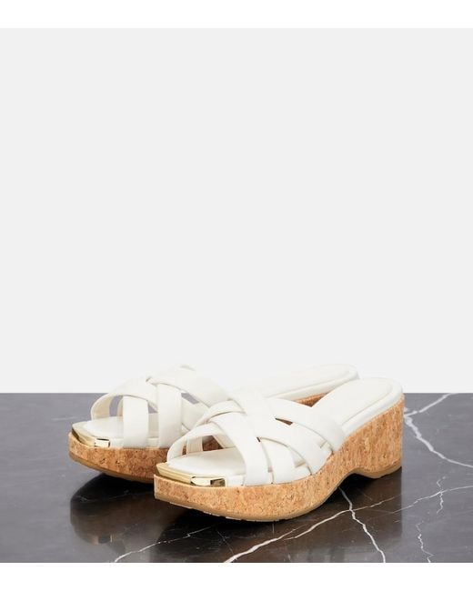 Jimmy Choo White Maribou 50 Leather Sandals