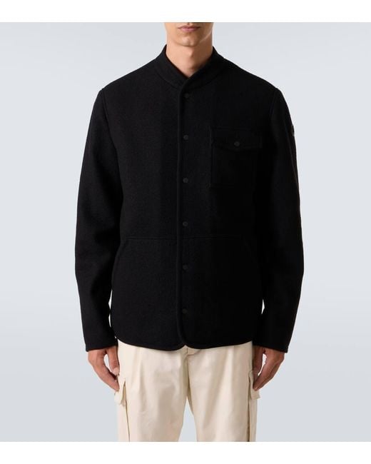 Moncler Black Virgin Wool Boucle Overshirt for men