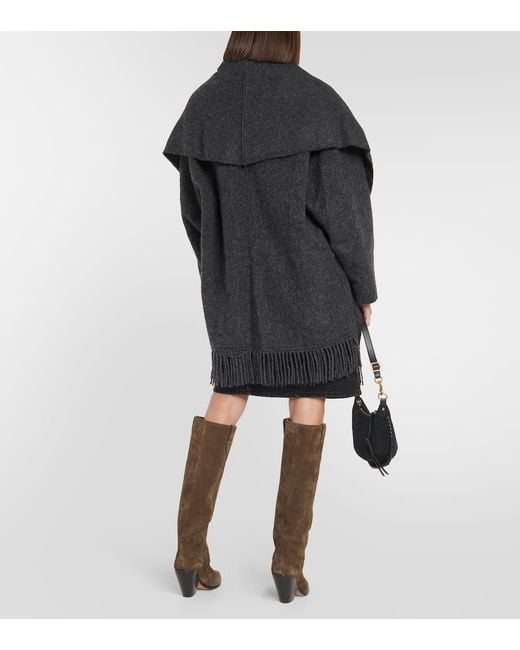 Isabel Marant Black Faty Wool-Blend Scarf Coat