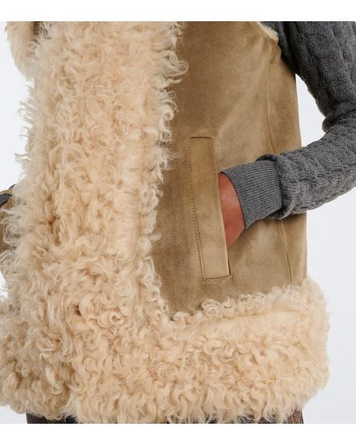 Etro Natural Shearling-Lined Embroidered Vest