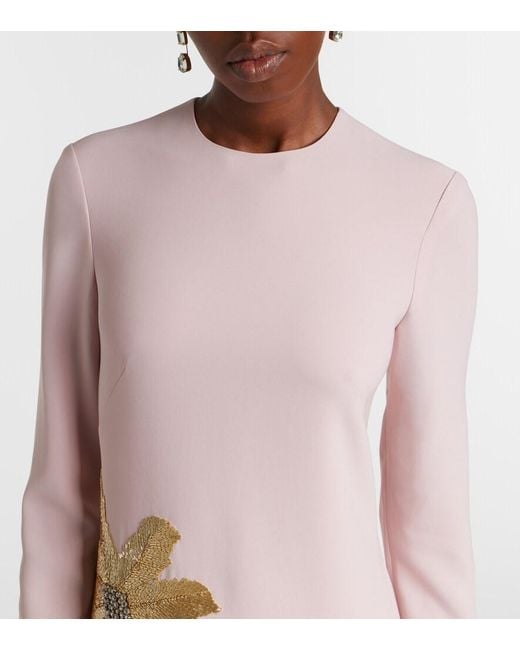 Costarellos Pink Nevina Crystal-Embellished Crepe Gown