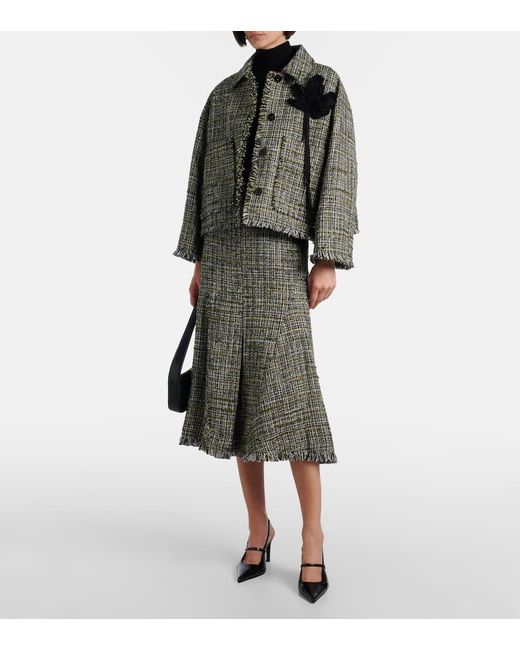 Jupe Midi En Tweed Erdem en coloris Green