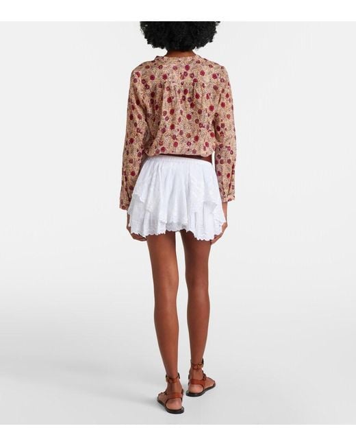 Isabel Marant White Layale Ruffled Cotton Shorts