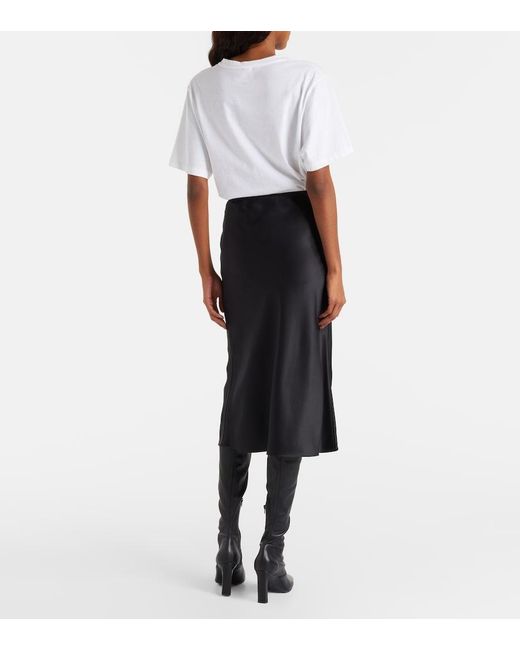 Joseph Black Isaak Silk Satin Midi-Skirt