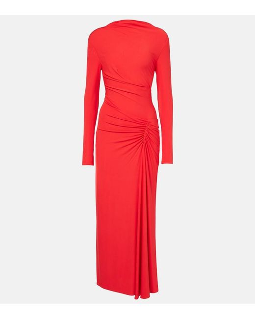 Jonathan Simkhai Red Ruched Ferrera Midi Dress