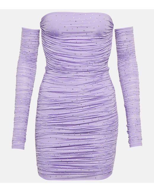 Vestido corto de jersey con cristales Alex Perry de color Purple